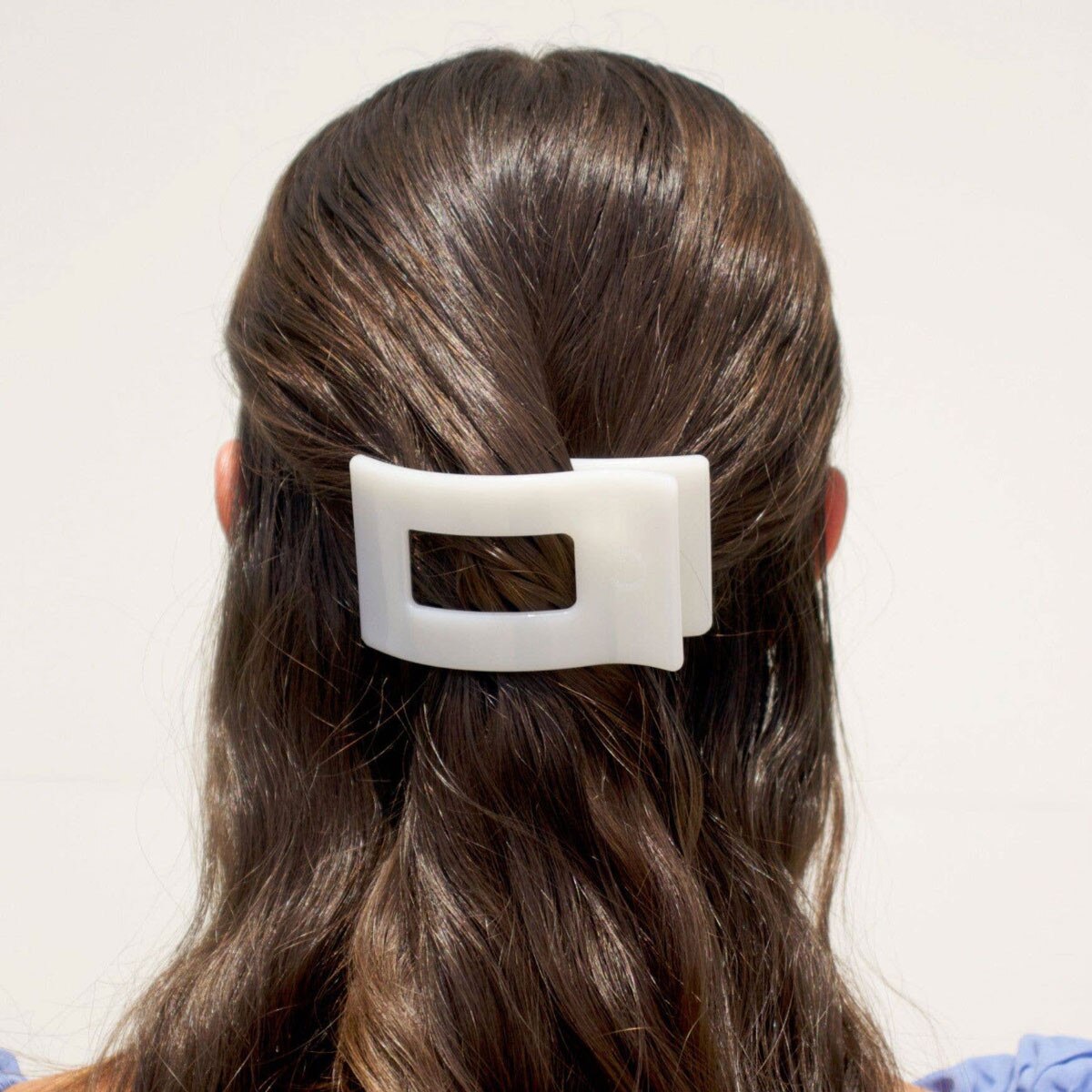 Teleties small rectangular flat hair clip coconut white